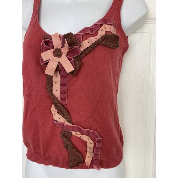 Moschino Cheap & Chic Wool Velvet Bow Motif Camisole Blouse Pink Size 8 READ - Picture 2 of 12